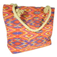 BOLSO LONA ESTAMPADA CON CUERDAS
