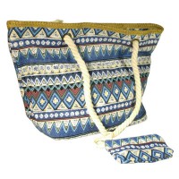 BOLSO LONA ESTAMPADA CON CUERDAS