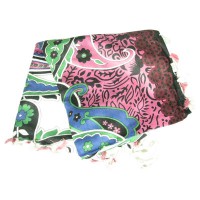 PAÑUELO CUADRADO ESTAMPADO BORLAS 100X100CM